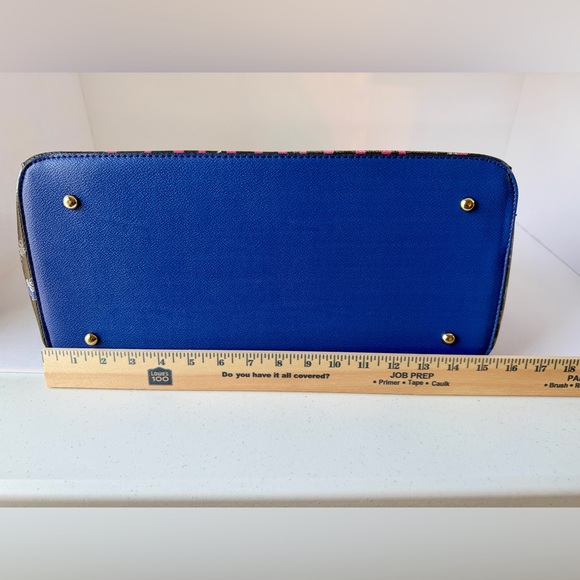 Spring, Bold Floral Satchel Tote Bag, Blue Pink & Black - Picture 8 of 13